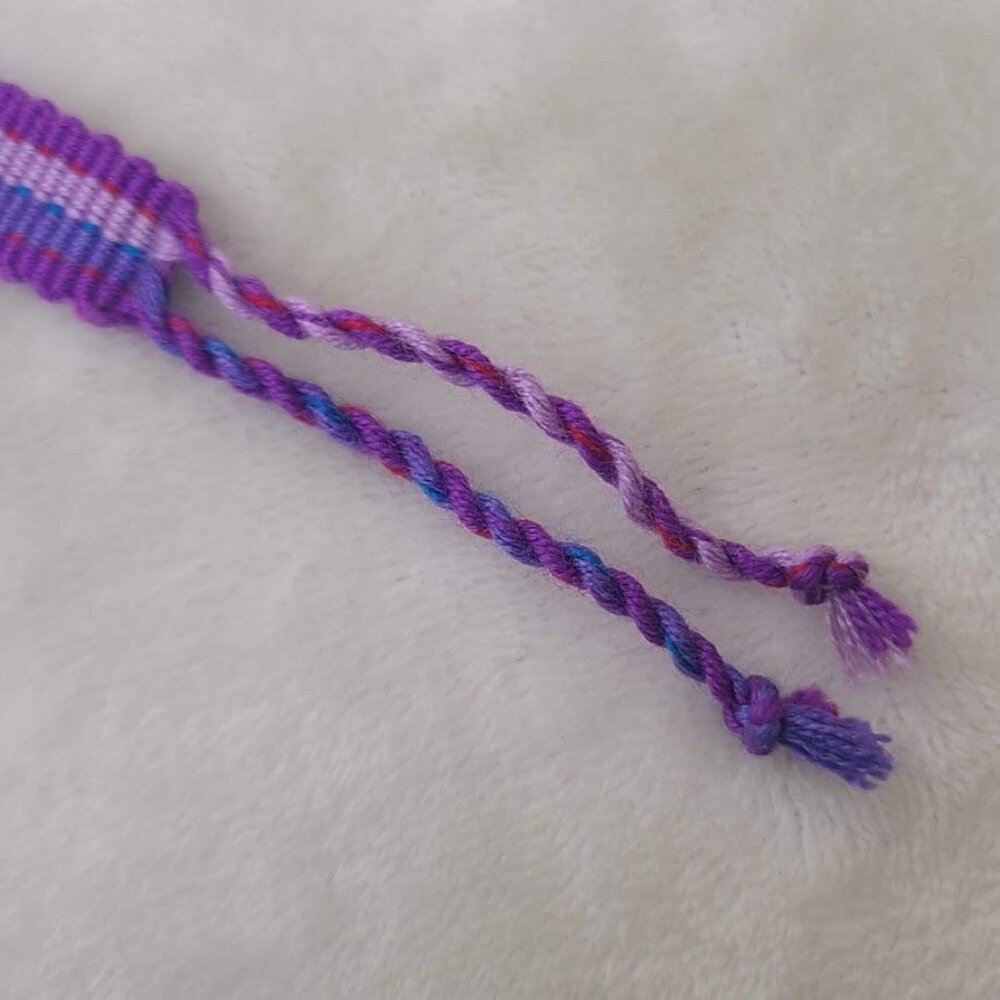 Hand Woven Braided Friendship Bracelet Shades of Purple Blue Pink Red - Picture 6 of 12